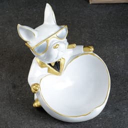 Подставка для мелочей «Бульдог сидит», белая, 20×18×21 см