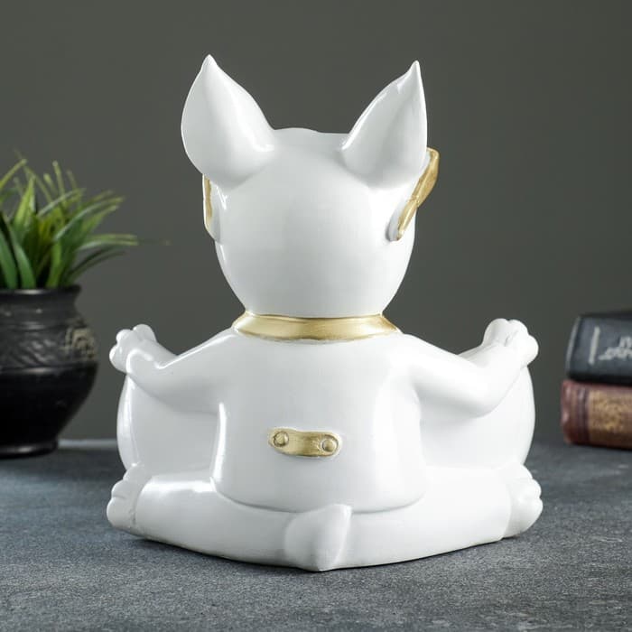 Подставка для мелочей «Бульдог сидит», белая, 20×18×21 см