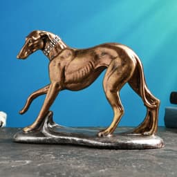 Фигура полистоун «Борзая», под бронзу с серебром, 25×17 см