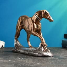 Фигура полистоун «Борзая», под бронзу с серебром, 25×17 см