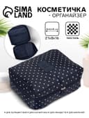 Косметичка-органайзер дорожная на молнии, с карманами, в мелкий горох, тёмно-синяя
