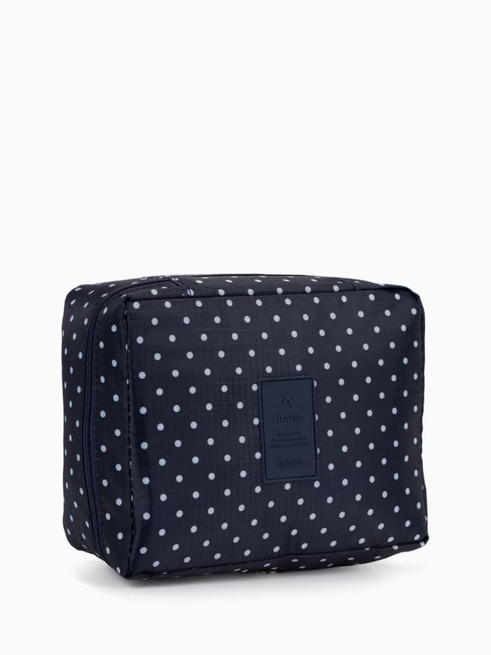Косметичка-органайзер дорожная на молнии, с карманами, в мелкий горох, тёмно-синяя