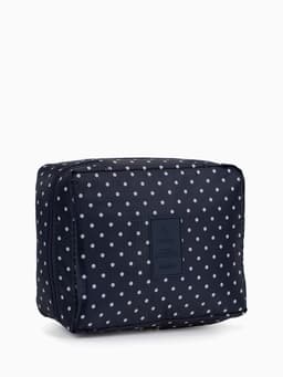 Косметичка-органайзер дорожная на молнии, с карманами, в мелкий горох, тёмно-синяя