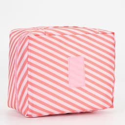 Косметичка - органайзер дорожная на молнии, с карманами, с полосками, розовая