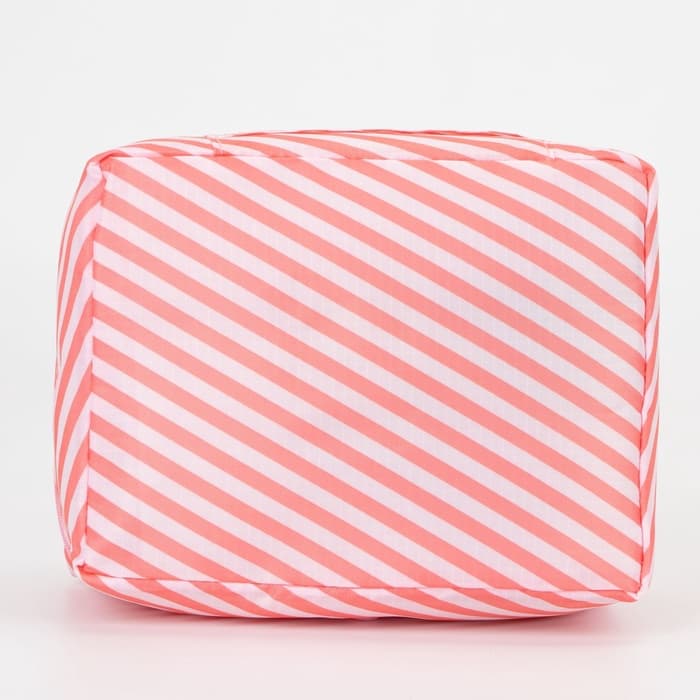 Косметичка - органайзер дорожная на молнии, с карманами, с полосками, розовая