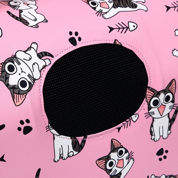 Сумка - переноска каркасная «Играющие котики», размер S, 37.5×17×22 см, розовая