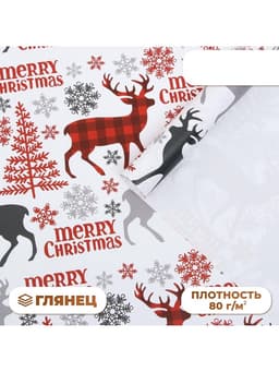 Бумага упаковочная новогодняя глянцевая «Новогодний хаус», 70×100 см, 1 лист