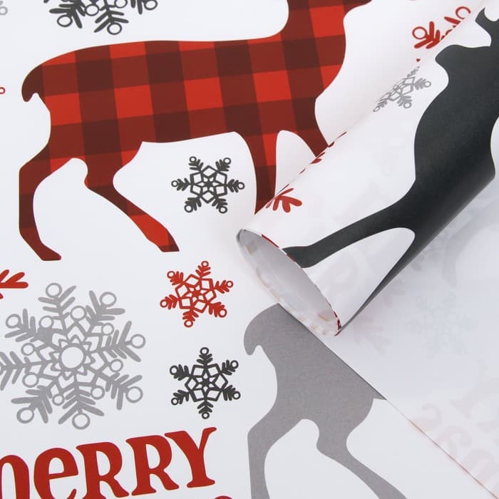 Бумага упаковочная новогодняя глянцевая «Новогодний хаус», 70×100 см, 1 лист