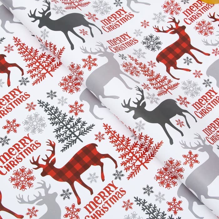 Бумага упаковочная новогодняя глянцевая «Новогодний хаус», 70×100 см, 1 лист