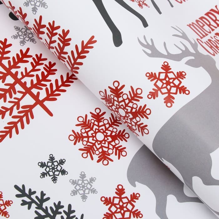 Бумага упаковочная новогодняя глянцевая «Новогодний хаус», 70×100 см, 1 лист