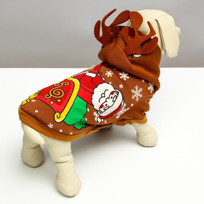 Толстовка для собак «Олень с рожками», XL (ДС 40, ОГ 50 см