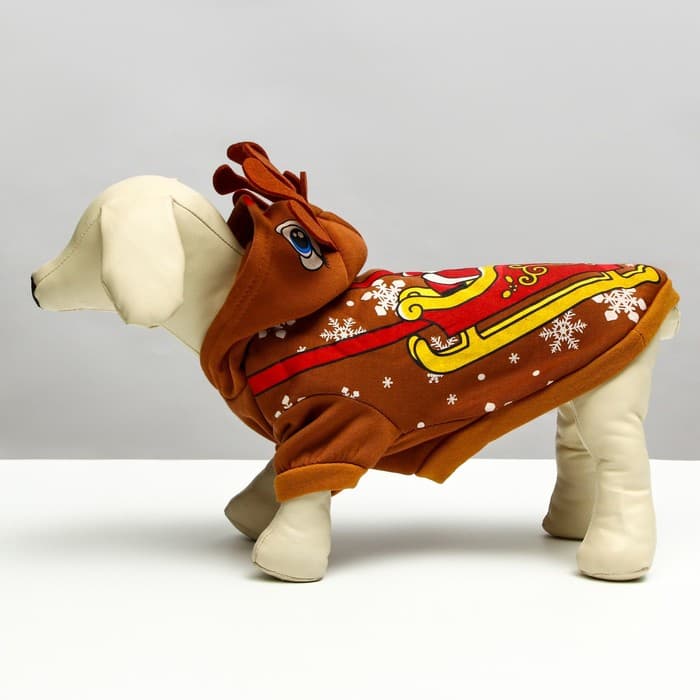 Толстовка для собак «Олень с рожками», XL (ДС 40, ОГ 50 см