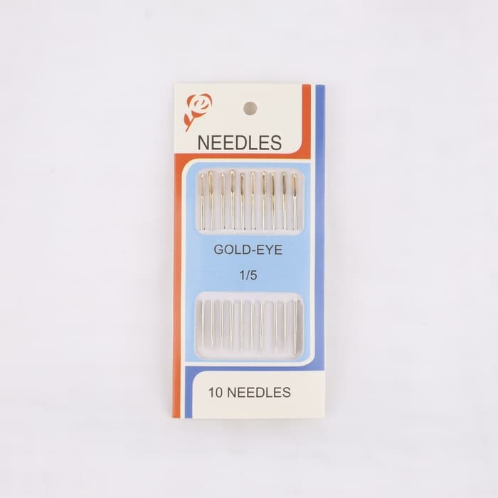 Иглы швейные №1/5, с золотым ушком, d=0.93 мм, 5 см, набор 10 шт.