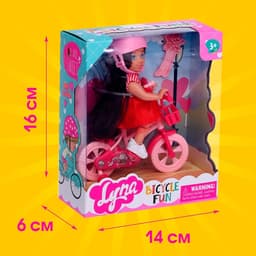 Кукла малышка Лина на велопрогулке с велосипедом и аксессуарами, МИКС