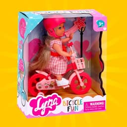Кукла малышка Лина на велопрогулке с велосипедом и аксессуарами, МИКС