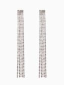 Серьги висячие со стразами «Водопад», прямые нити, белые в серебре, 11.5 см