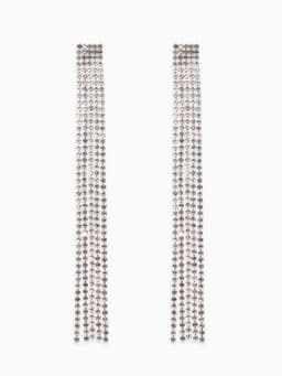 Серьги висячие со стразами «Водопад», прямые нити, белые в серебре, 11.5 см