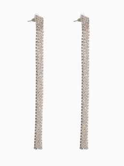 Серьги висячие со стразами «Водопад», прямые нити, белые в серебре, 11.5 см