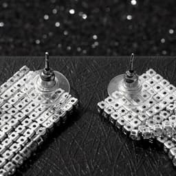 Серьги висячие со стразами «Водопад», квадрат, белые в серебре, 9.5 см