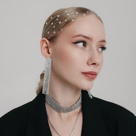 Серьги висячие со стразами «Водопад», квадрат, белые в серебре, 9.5 см