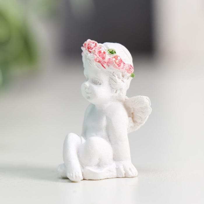 Фигурка полистоун «Ангел в венке из роз», 2.9×2×1.6 см, МИКС