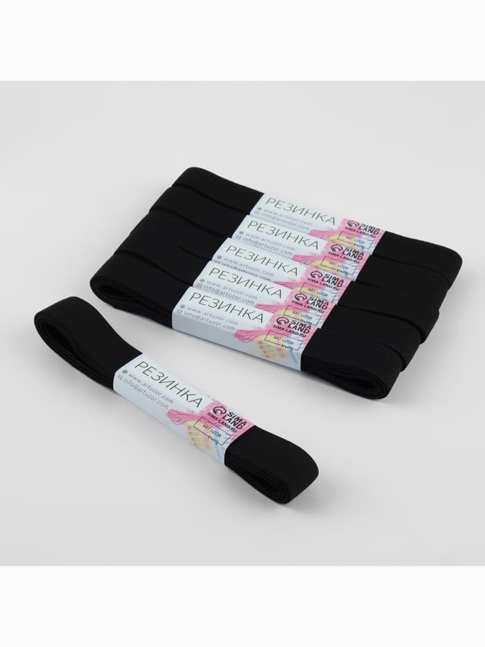 Резинки бельевые, 20 мм, 2±0.5 м, набор 6 шт., чёрные