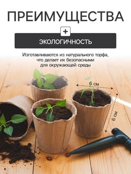 Набор для рассады: торфяной горшок 6×6 см, кассета на 40 ячеек, Greengo
