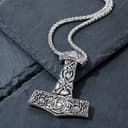 Кулон-амулет «Молот Тора», мьёльнир, цвет чернёное серебро, 60 см