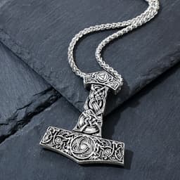 Кулон-амулет «Молот Тора», мьёльнир, цвет чернёное серебро, 60 см