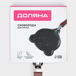 Сковорода Доляна «Котик», d=14 см, пластиковая ручка, антипригарное покрытие, углеродистая сталь, чёрная