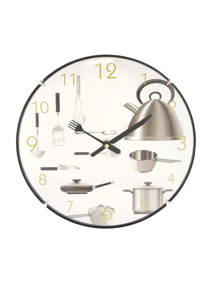 Часы настенные классические «Пора готовить», для кухни, бесшумные, плавный ход, d=30 см