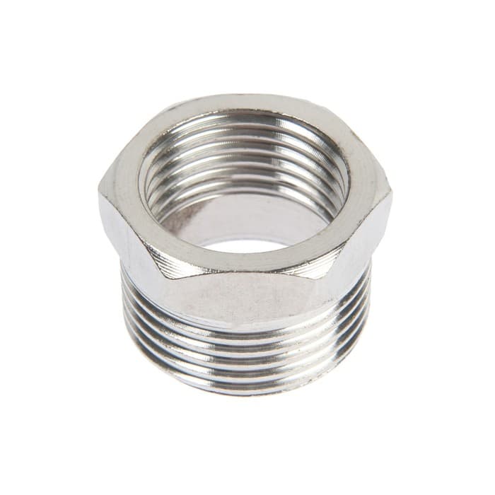 Футорка ZEIN engr, 1/2" × 3/4", внутренняя/наружная резьба, нержавеющая сталь