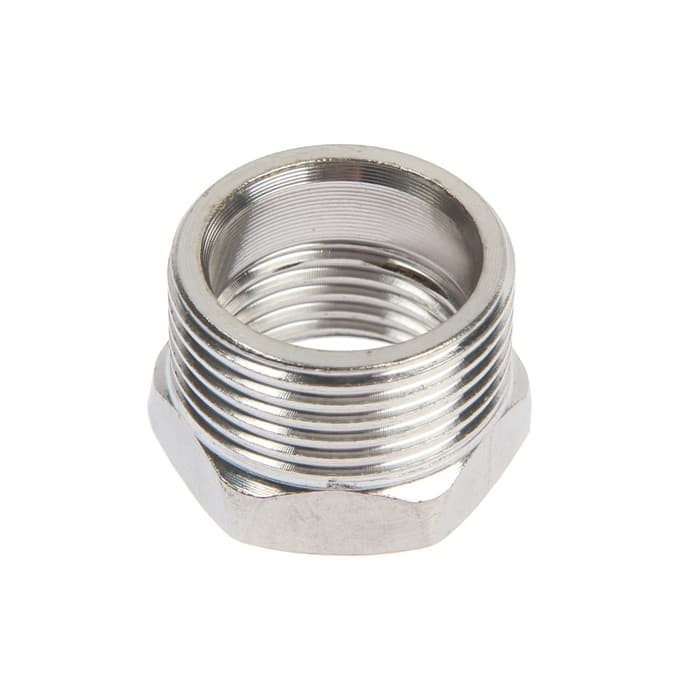 Футорка ZEIN engr, 1/2" × 3/4", внутренняя/наружная резьба, нержавеющая сталь