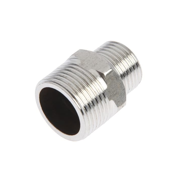 Ниппель переходной ZEIN engr, 1/2" × 3/4", наружная резьба, нержавеющая сталь