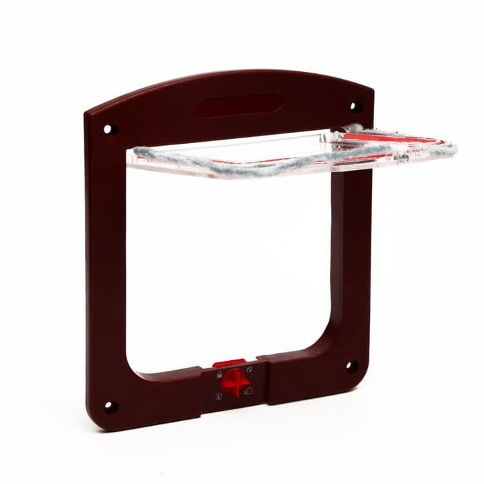 Дверь для животных, 4 режима, проём 15×15.5, общий размер 22.5×20 см, тёмно-коричневая