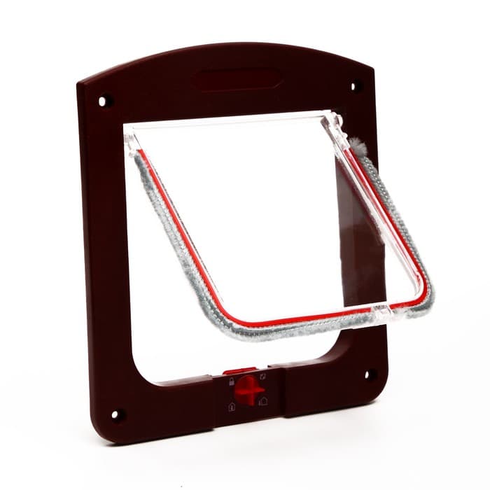 Дверь для животных, 4 режима, проём 15×15.5, общий размер 22.5×20 см, тёмно-коричневая