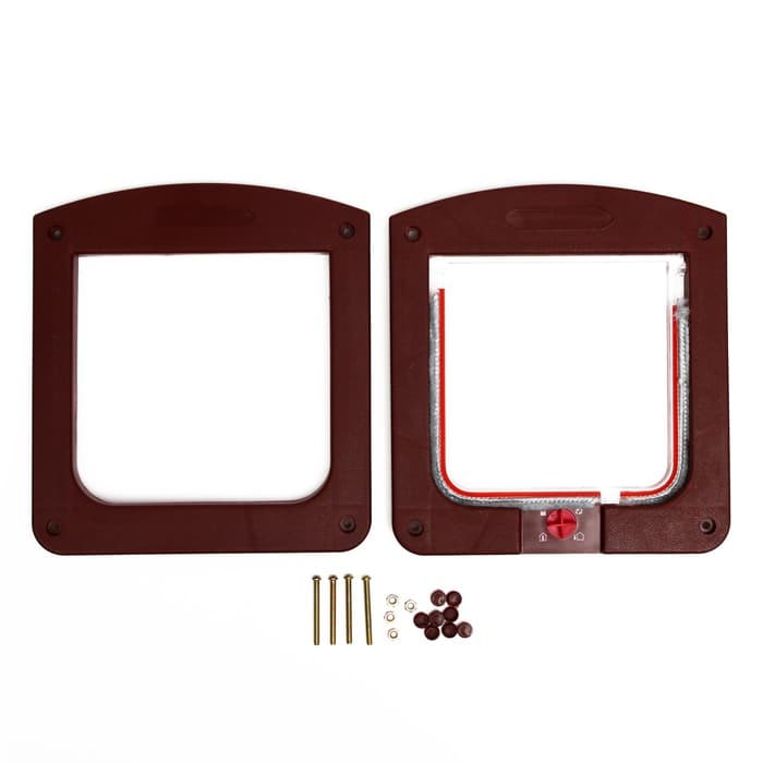 Дверь для животных, 4 режима, проём 15×15.5, общий размер 22.5×20 см, тёмно-коричневая