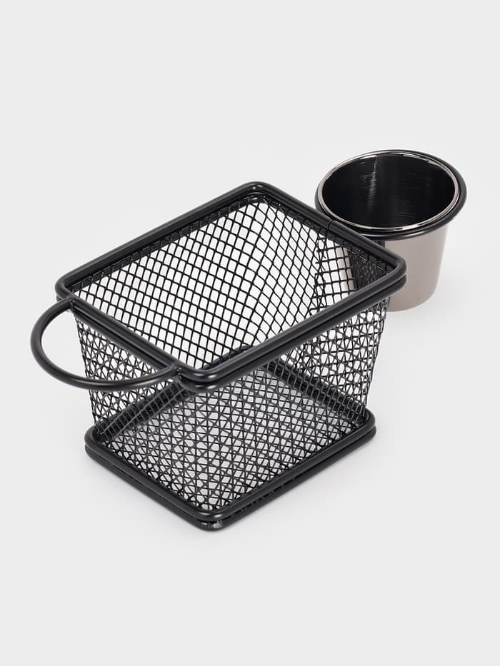 Корзинка для картофеля фри Доляна «Ночь», с соусником d=5 см, чёрная, соусник микс