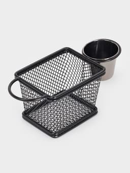 Корзинка для картофеля фри Доляна «Ночь», с соусником d=5 см, чёрная, соусник микс