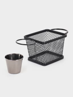 Корзинка для картофеля фри Доляна «Ночь», с соусником d=5 см, чёрная, соусник микс