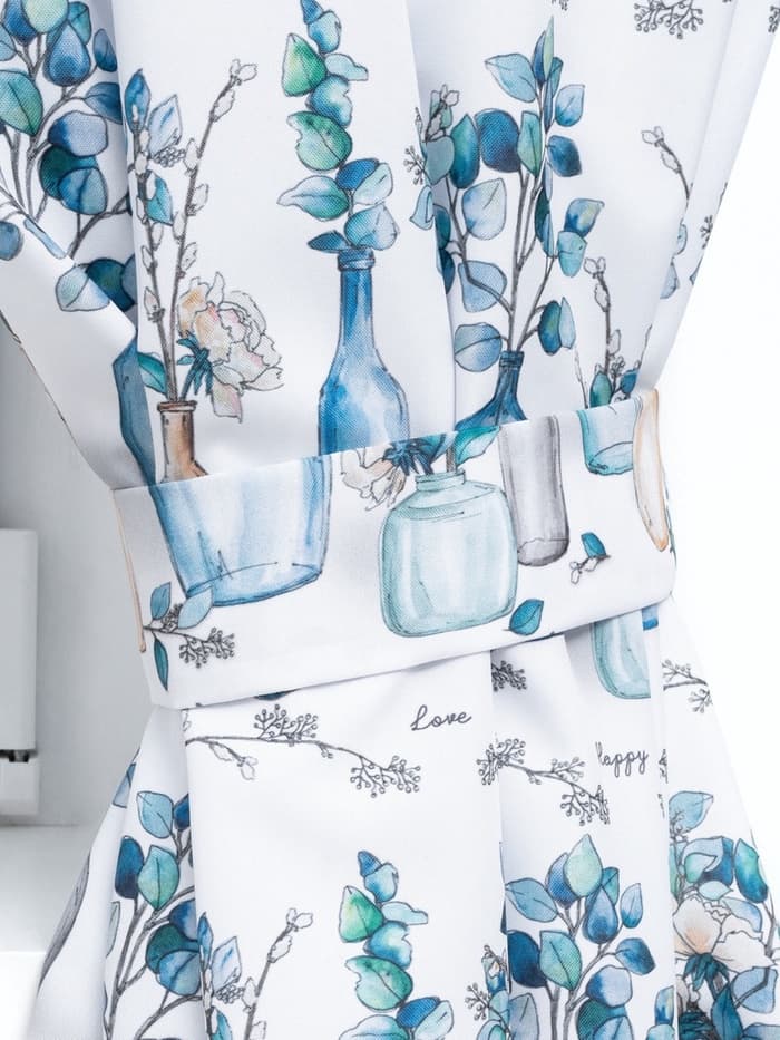 Шторы для кухни с подхватами «Этель» Flower mood, 145×180 см, комплект - 2 шт.