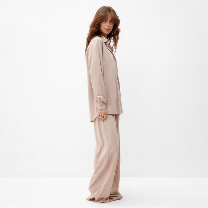 Костюм женский (сорочка, брюки) MINAKU, размер 52, бежевый
