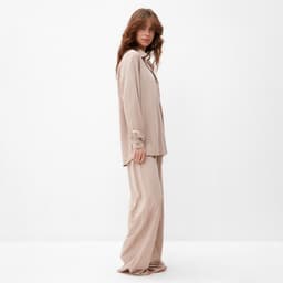 Костюм женский (сорочка, брюки) MINAKU, размер 52, бежевый