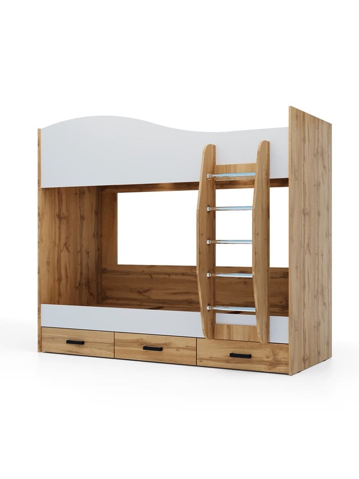 Кровать двухъярусная «Клик Мебель», с ящиками, 800×2000 мм, цвет белый/дуб вотан