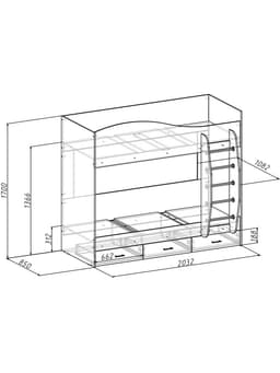 Кровать двухъярусная «Клик Мебель», с ящиками, 800×2000 мм, цвет белый/дуб вотан
