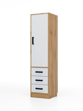Шкаф – пенал «Клик Мебель», 3 ящика, 400×400×1600 мм, цвет дуб вотан/белый