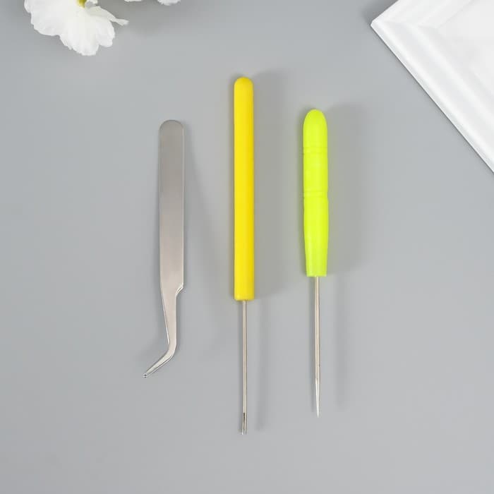 Набор инструментов для квиллинга: инструмент разрез 0.7 см, шило, пинцет МИКС