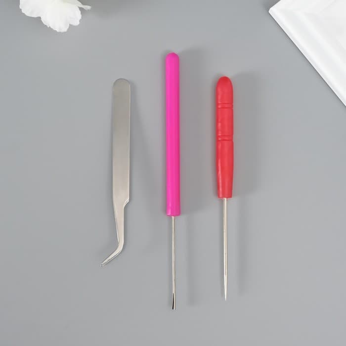 Набор инструментов для квиллинга: инструмент разрез 0.7 см, шило, пинцет МИКС