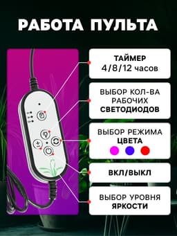 Фитосветильник для растений, светодиодный, 9 Вт, 250 мм, IP66, 5 В, USB, прищепка, таймер, биколорный