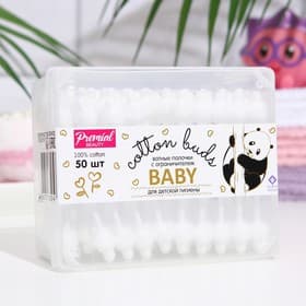 Ватные палочки для детской гигиены Premial, с ограничителем, 50 шт.